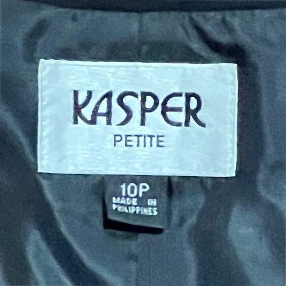 3 Piece Kasper Petite Women Black and Beige Blazer, Inner Vest and Pants sz 10P - Picture 3 of 8